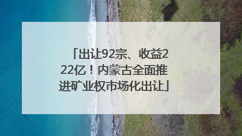 出让92宗、收益222亿！内蒙古全面推进矿业权市场化出让
